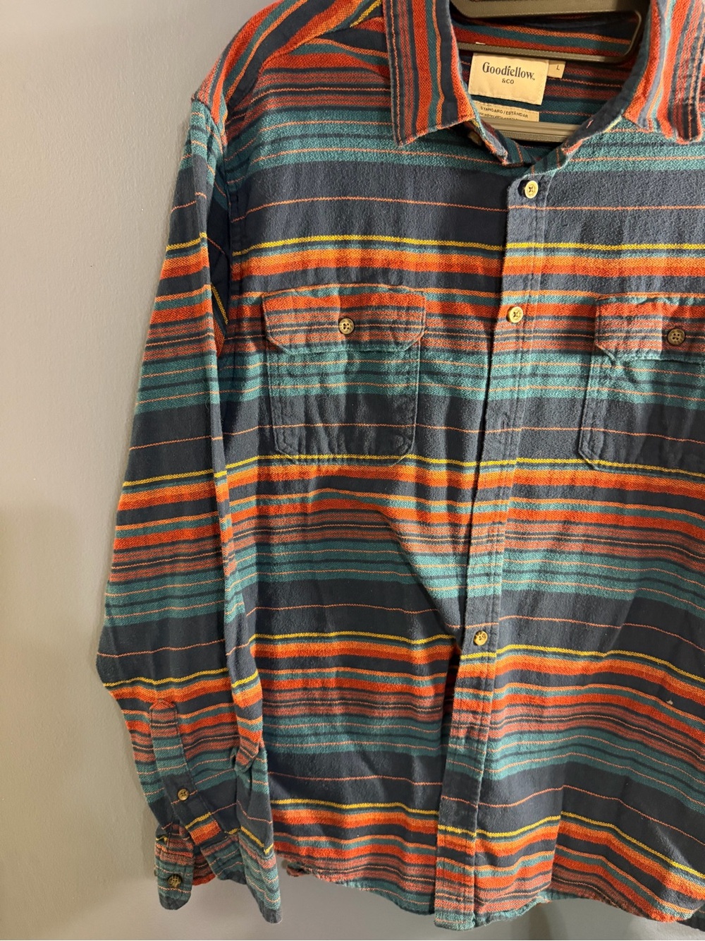 Goodfellow & Co Striped Button-Down Large - Picture 3 of 4